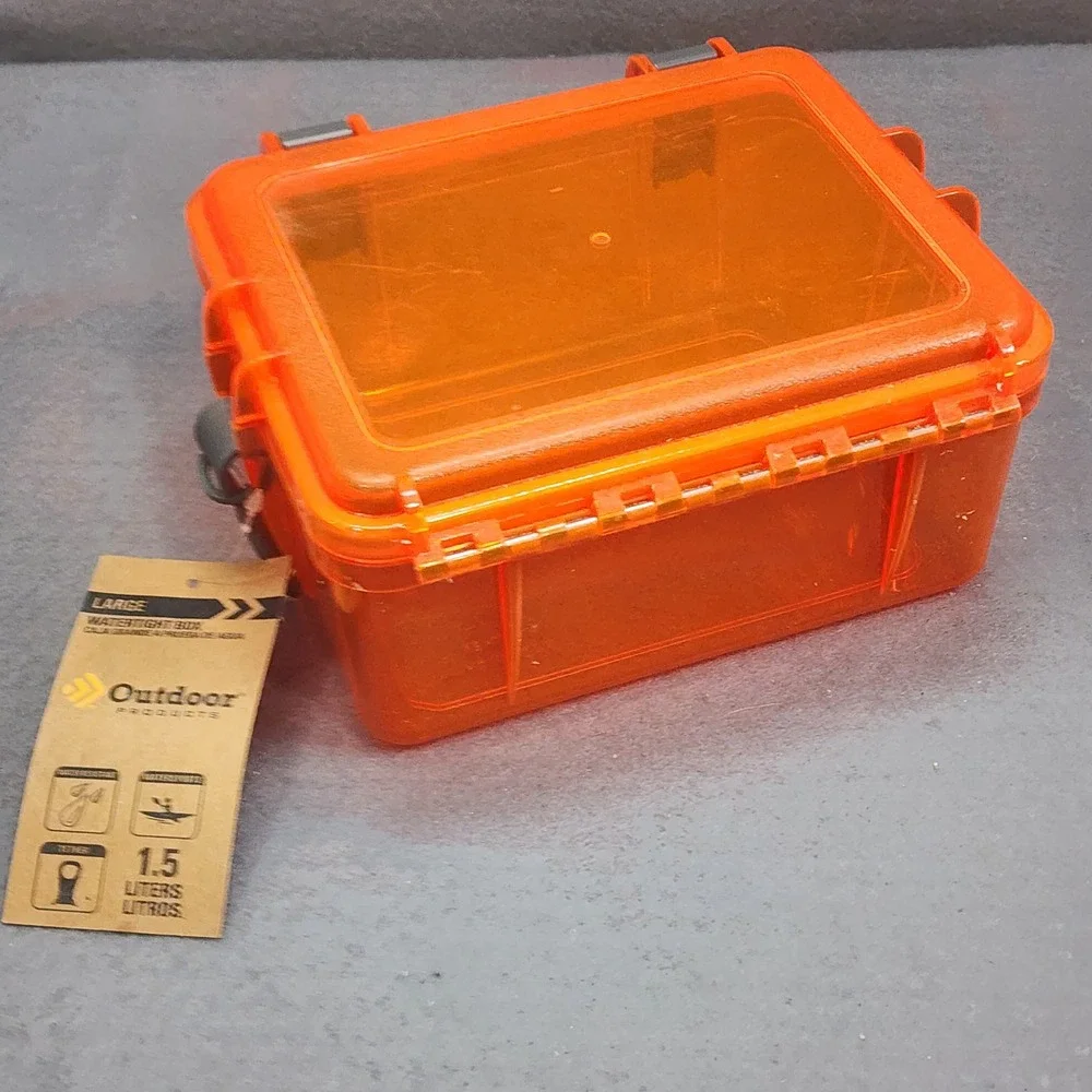 Outdoor Products Watertight Box Orange‎ Large 1.5L Dry Case Kayak Camping New